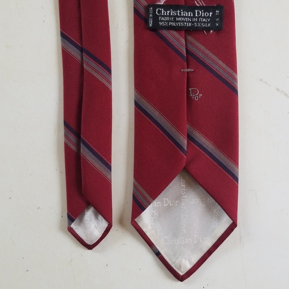 Christian Dior Red Striped Tie - Picture 3 of 3